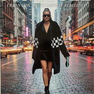 Forever 21 Black and White Checkered Faux Fur Coat